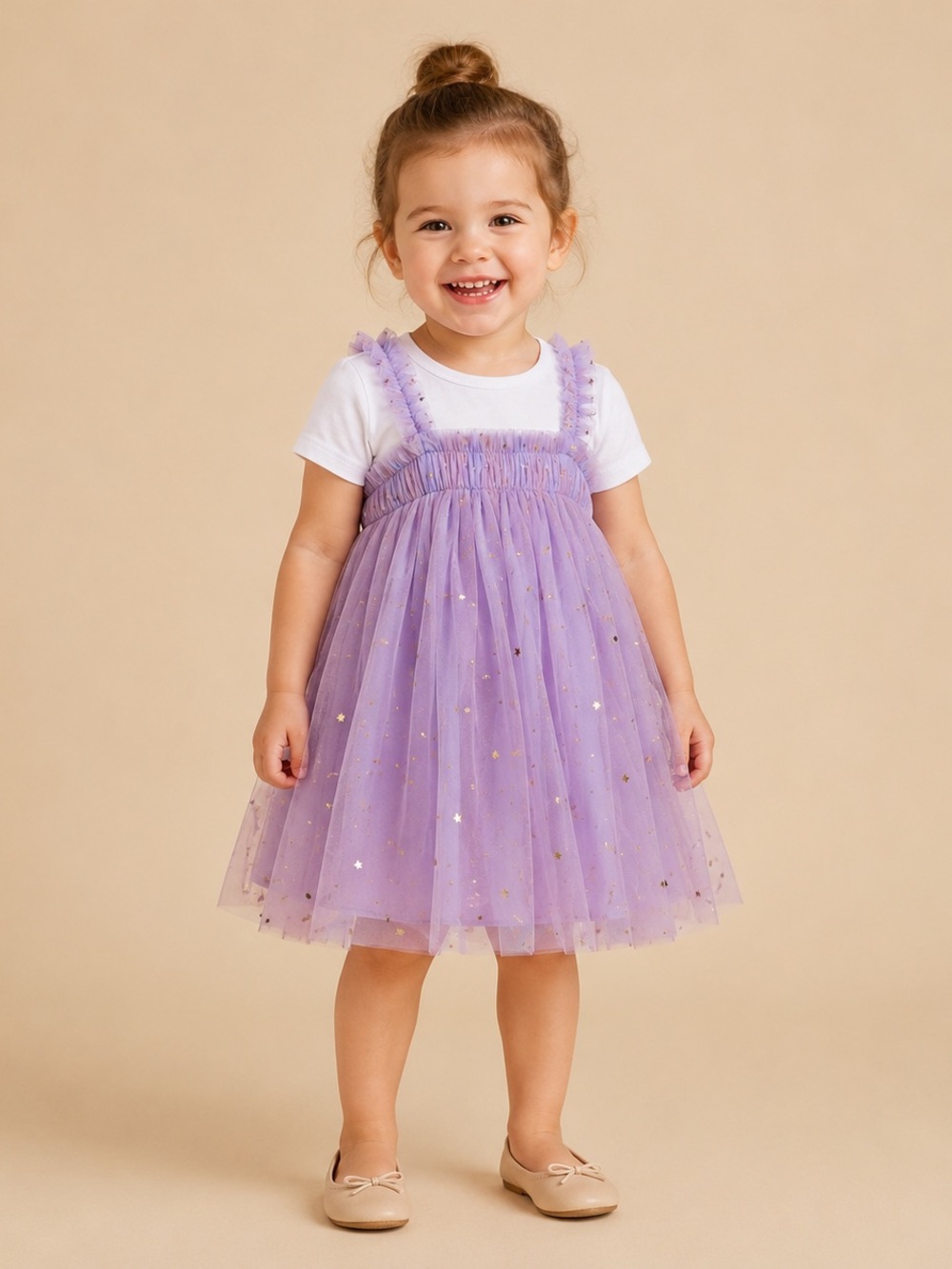 💜✨ Toddler Lavender Purple Glitter Star Moon Celestial Tulle Tutu Party Dress